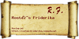 Rostás Friderika névjegykártya